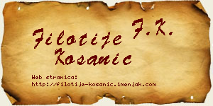 Filotije Kosanić vizit kartica
